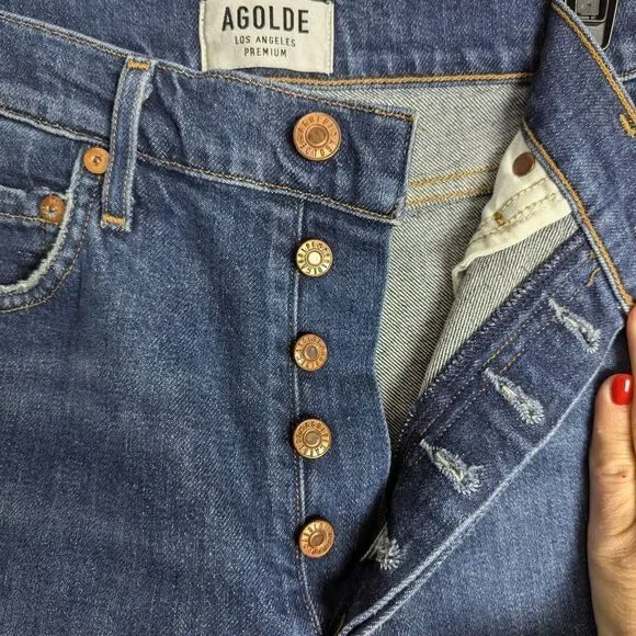 AGOLDE Women's High Rise Skinny Fit Jeans, Medium Wash, Size 26 stretch - Picture 6 of 10